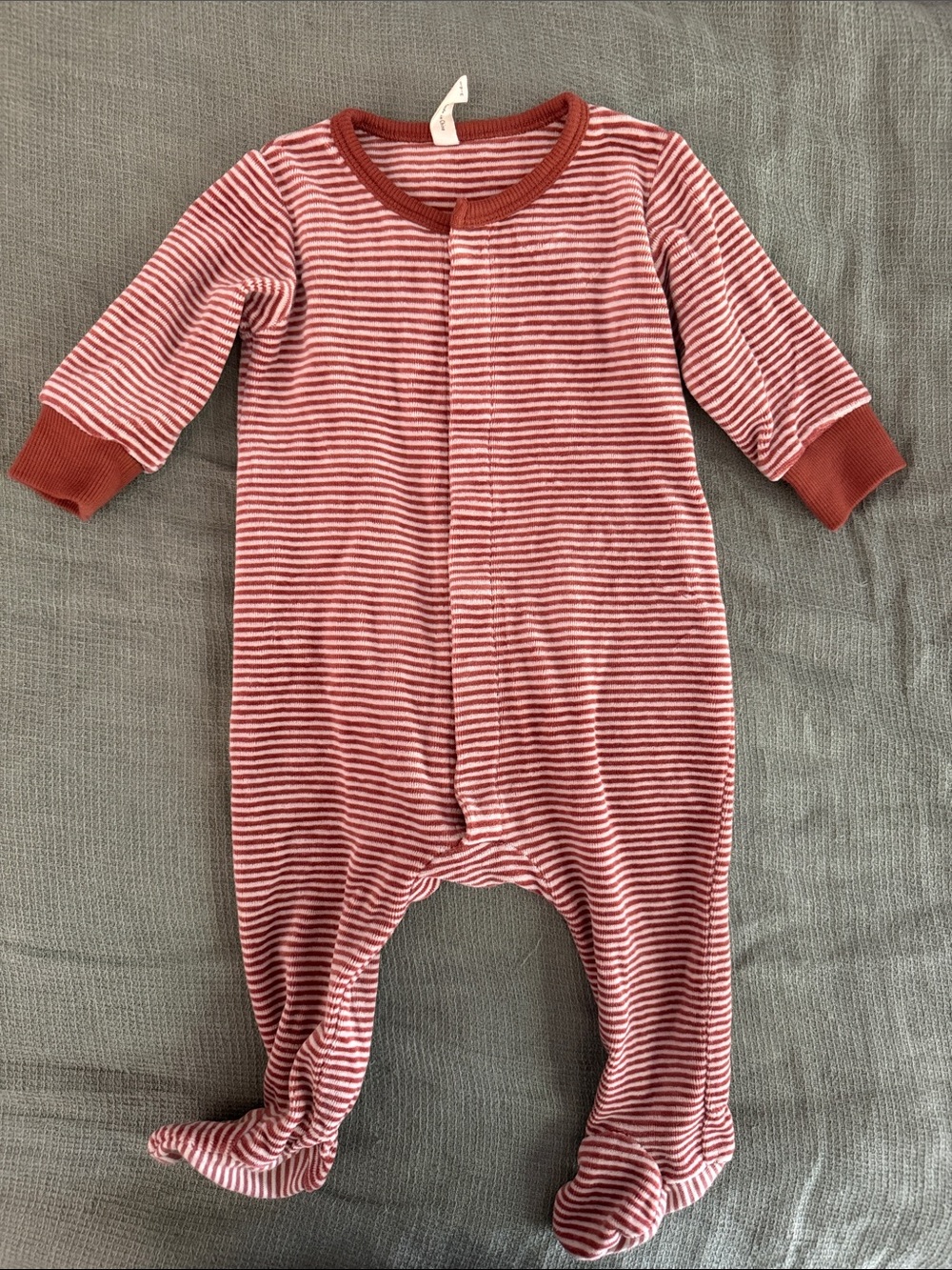 Quincy Mae Red and White Striped Footed One-Piece
